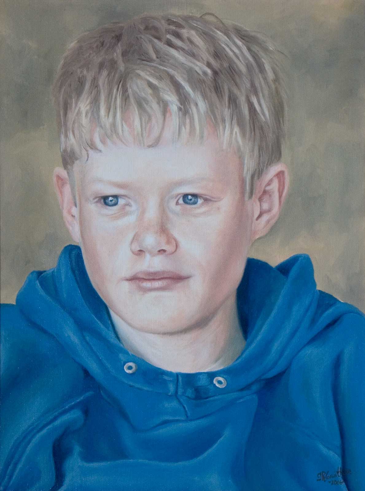 Boy portrait painting oil paint on canvas