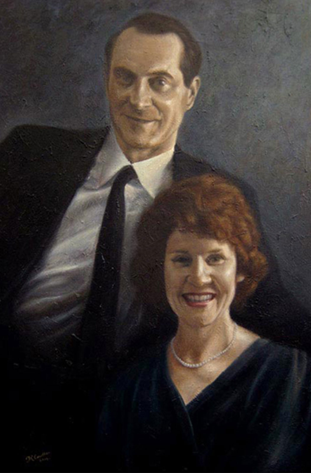 Couple portrait painting oil paint on canvas