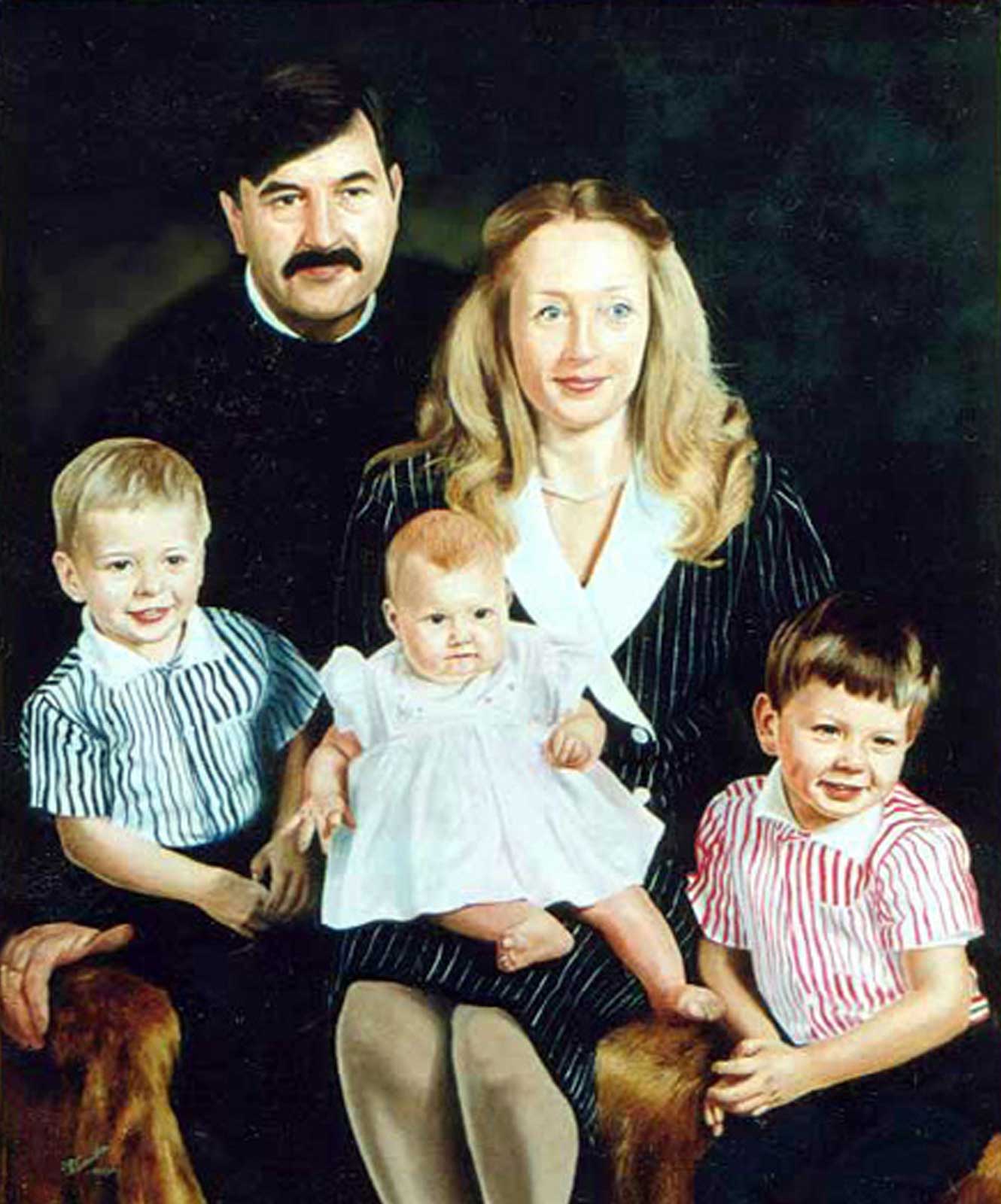 Family portrait painting oil paint on canvas