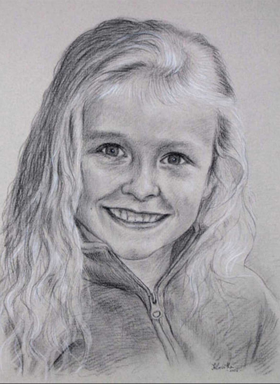 Girl portrait drawing on paper