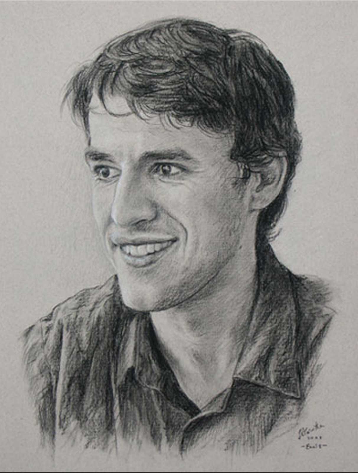 Male portrait drawing on paper 