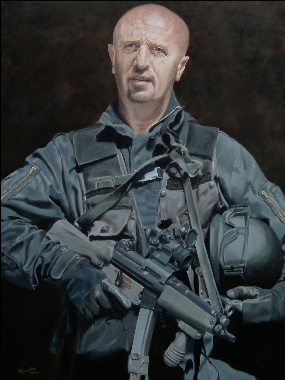 Male special forces portrait painting oil paint on canvas