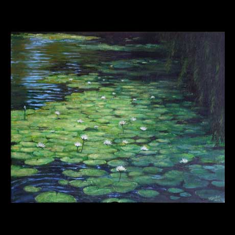 Water lillies, oil painting on canvas