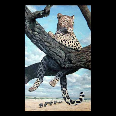 Leopard painting, oil paint on canvas