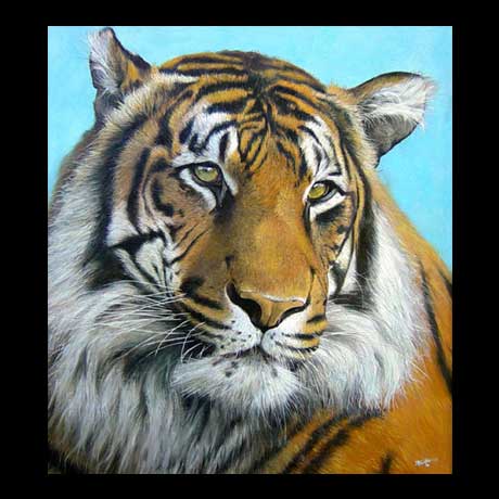 Tiger painting, oil paint on canvas