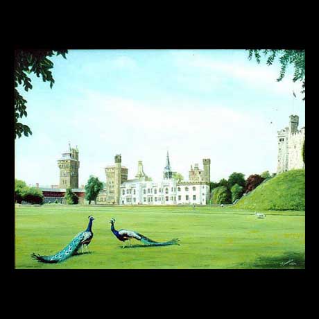 Cardiff Castle, oil painting on canvas