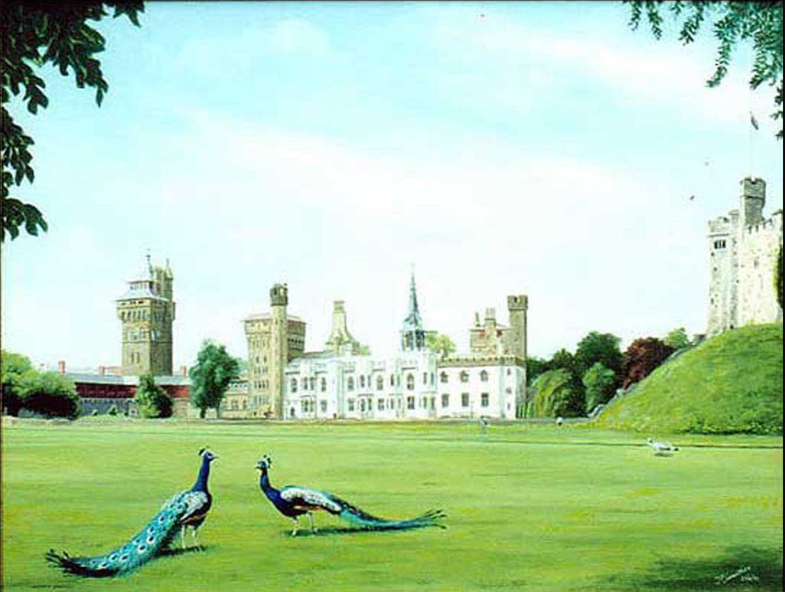 Cardiff Castle oil painting on canvas