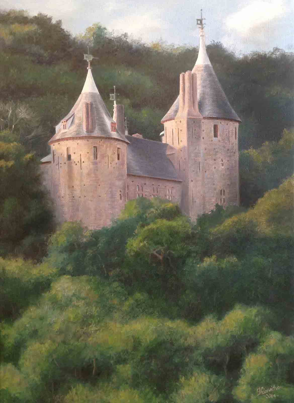 Castell Coch in Summer near Cardiff, oil painting on canvas