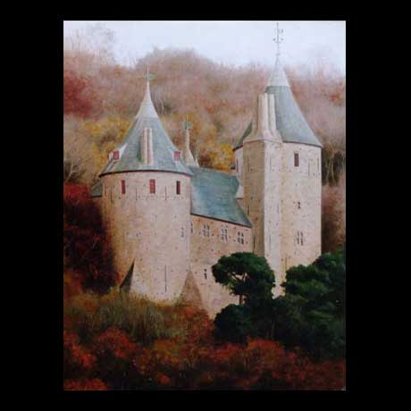 Cardiff, Castle Coch, oil painting on canvas