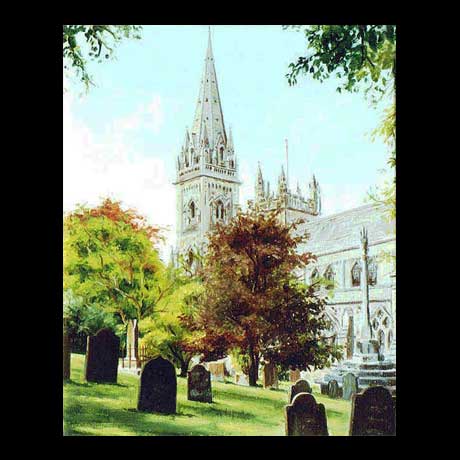 llandaff Cathedral, oil painting on canvas