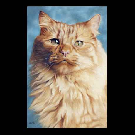 Cat portrait painting, oil paint on canvas