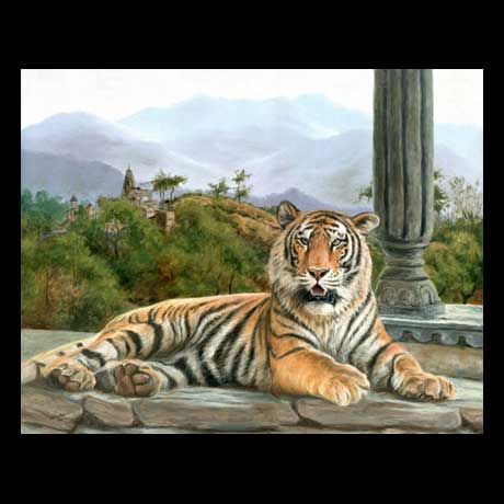 Tiger painting, oil paint on canvas